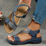 Women's Multi-Strap Hook-and-Loop Braided Slingback Wedge Sandals
