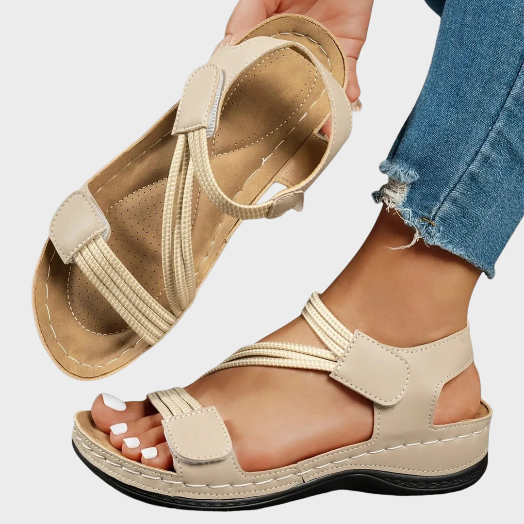 Women's Multi-Strap Hook-and-Loop Braided Slingback Wedge Sandals