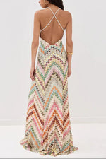 Women's Multicolor Sleeveless V-Neck Wedding Guest Dress