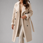 Women's Notch-Lapel Faux-Suede Sherpa-Lined Trench Coat