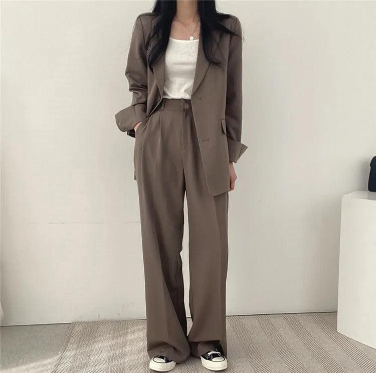 Women’s Notch Lapel Single Breasted Two Piece Suit Set