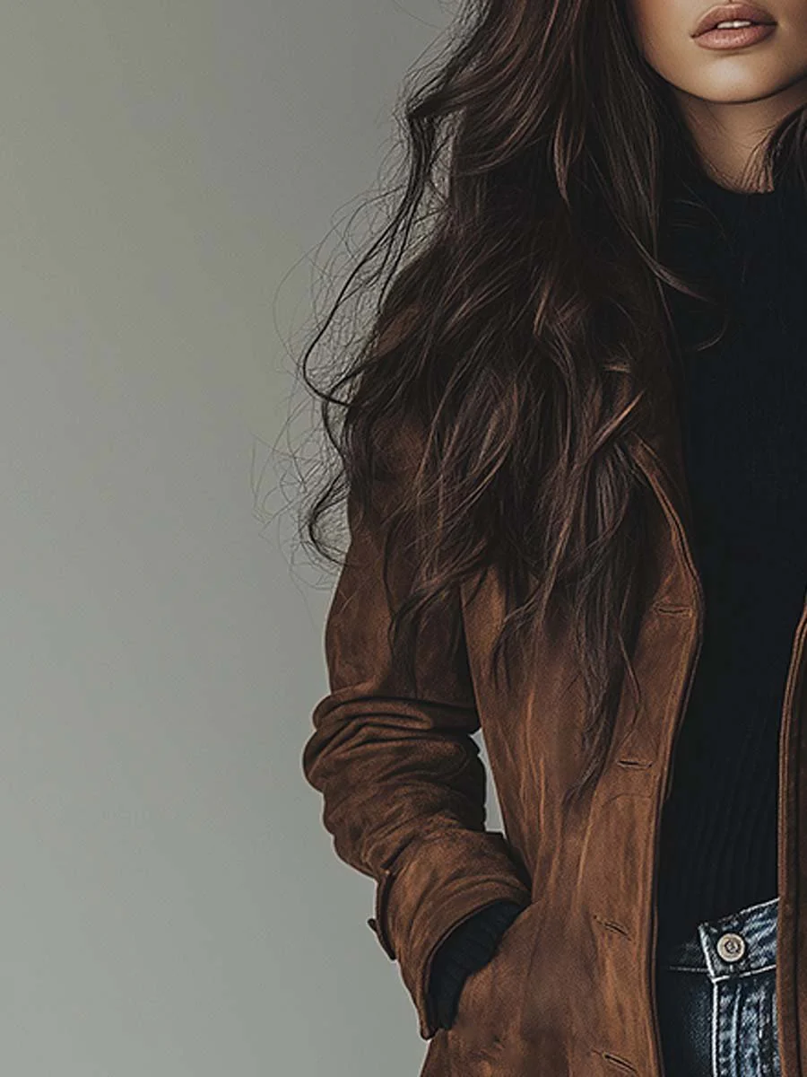 Women's Notched Lapel Button-Front Trench Coat