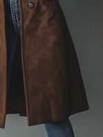 Women's Notched Lapel Button-Front Trench Coat