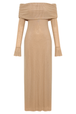 Women's Off Shoulder Long Sleeve Glitter Evening Maxi Dress