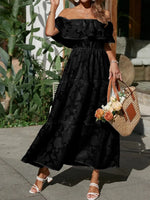 Women’s Off Shoulder Tiered Ruffled Maxi Summer Dress