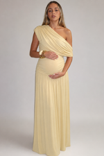 Women's One-Shoulder Ruched Maternity Maxi Dress
