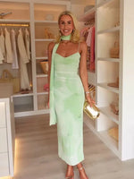 Women’s One Shoulder Stripe Maxi Wedding Guest Dress