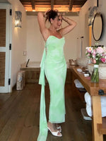 Women’s One Shoulder Stripe Maxi Wedding Guest Dress