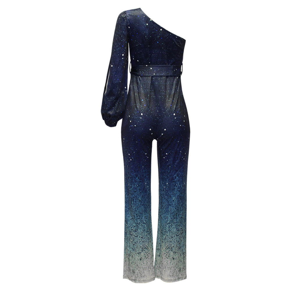 Women's One-Shoulder Wide Leg Jumpsuit