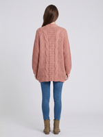 Women's Open-Front Long-Sleeve Cable Knit Cardigan