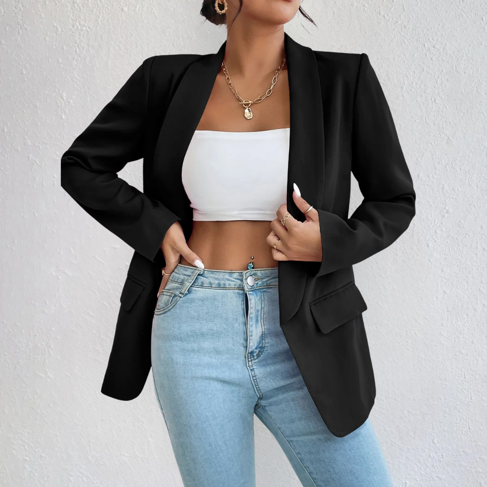 Women’s Open Front Long Sleeve Longline Blazer