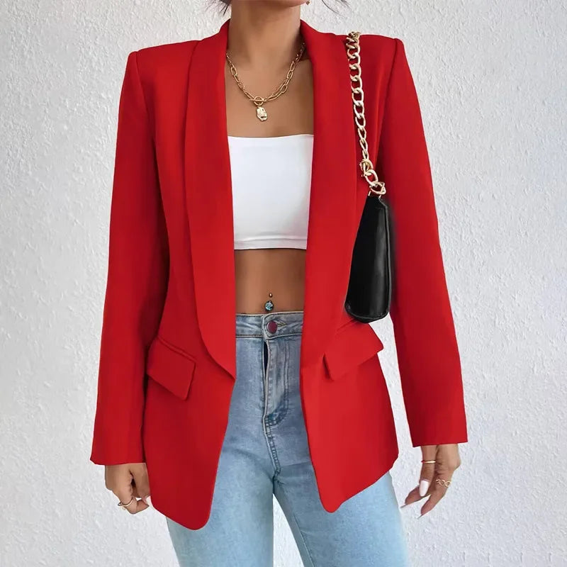 Women’s Open Front Long Sleeve Longline Blazer
