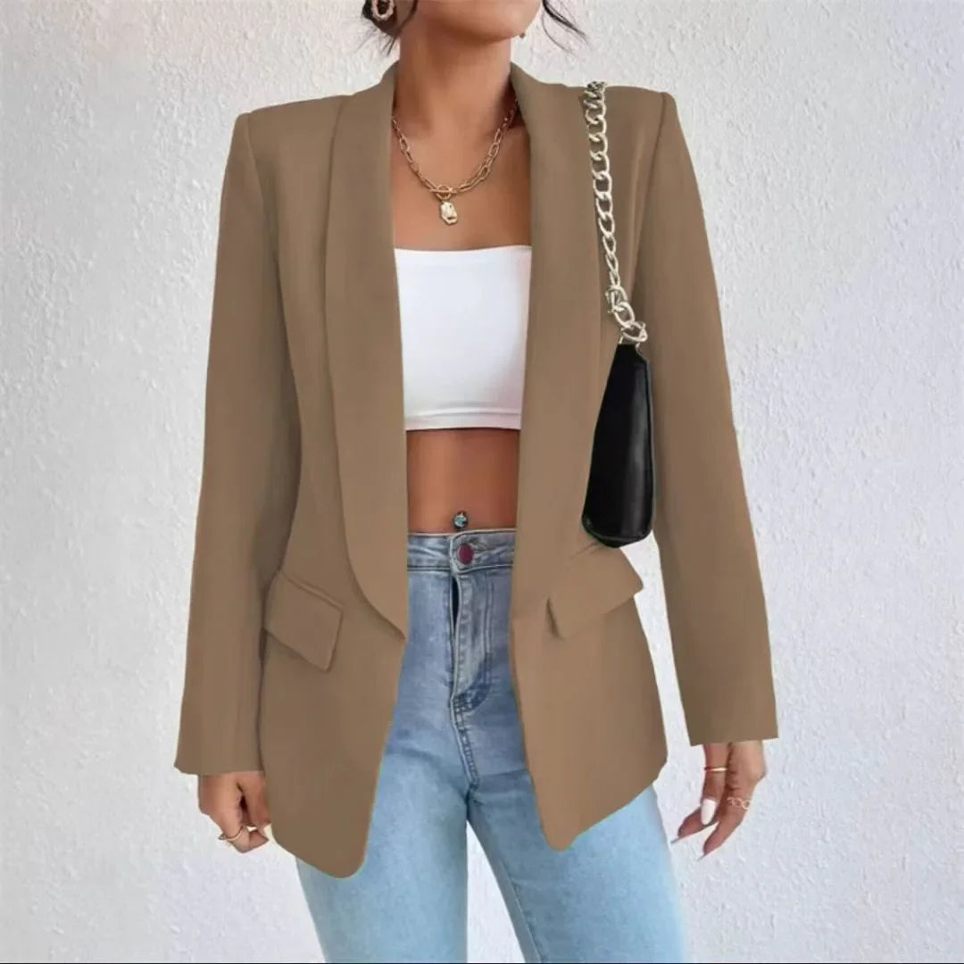 Women’s Open Front Long Sleeve Longline Blazer
