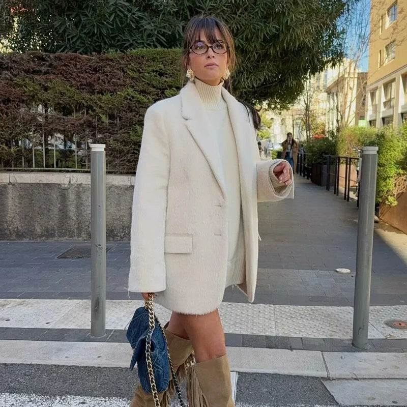 Women’s Open Front Long Sleeve Longline Blazer Jacket