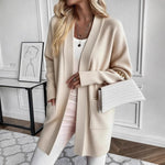Women's Open Front Long Sleeve Pocket Cardigan