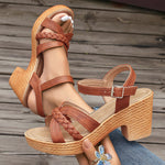 Women’s Open Toe Braided Strap Platform Wedge Sandals