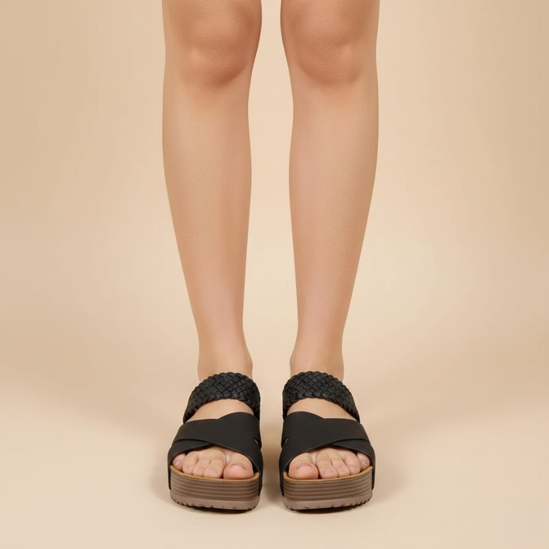 Women’s Open Toe Cross Strap Platform Slide Sandals