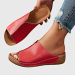 Women's Open-Toe Low Wedge Heel Slide Sandals