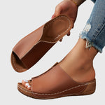 Women's Open-Toe Low Wedge Heel Slide Sandals