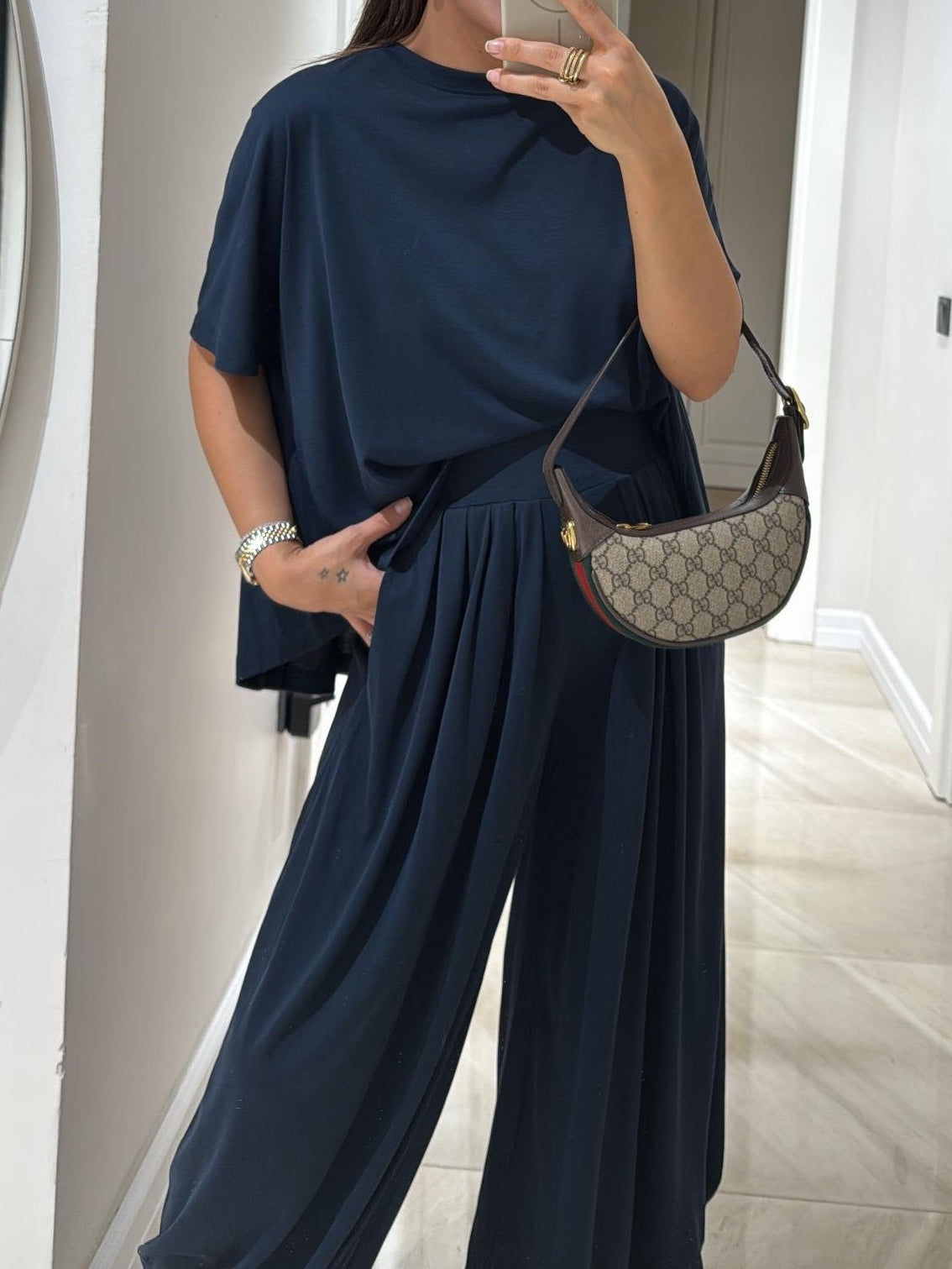 Women’s Oversized T-Shirt & Wide Leg Pants 2 Piece Lounge Set