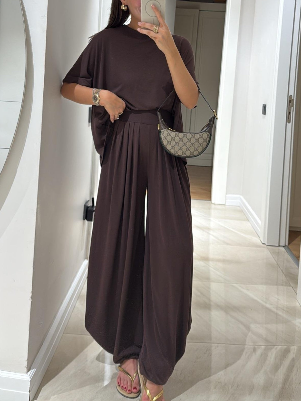 Women’s Oversized T-Shirt & Wide Leg Pants 2 Piece Lounge Set