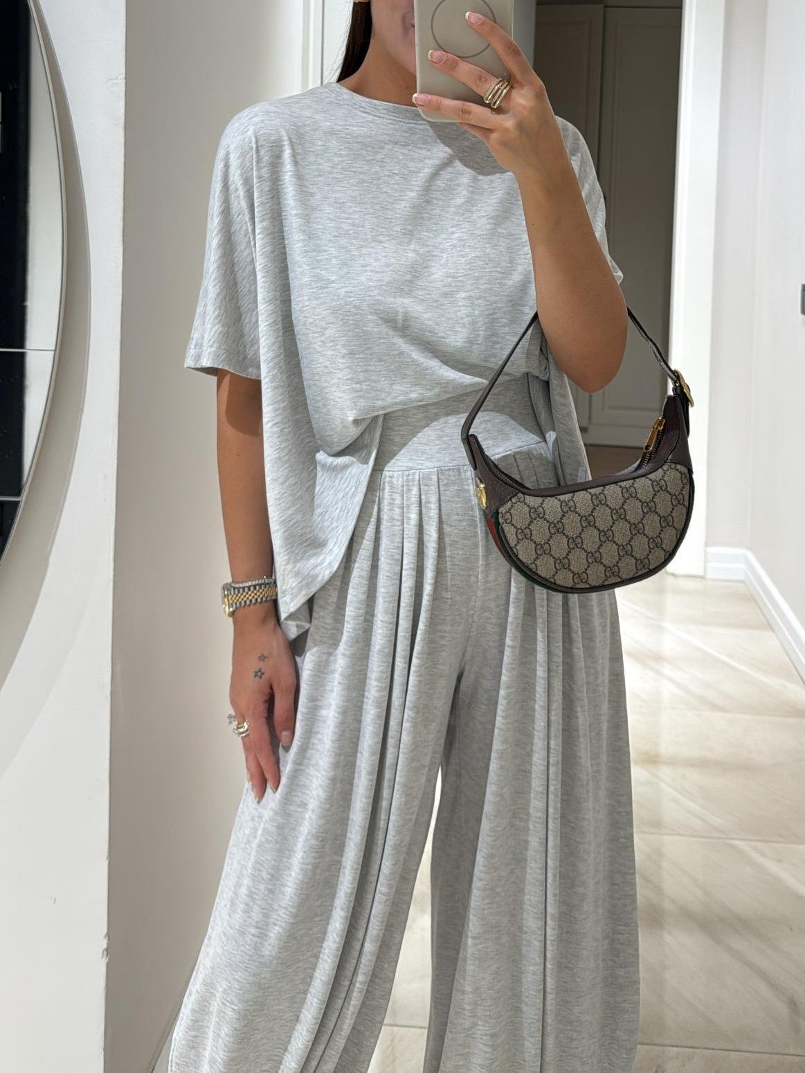 Women’s Oversized T-Shirt & Wide Leg Pants 2 Piece Lounge Set