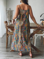 Women's Paisley Spaghetti Strap Pocket Plus Size Floral Maxi Sundress
