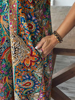 Women's Paisley Spaghetti Strap Pocket Plus Size Floral Maxi Sundress
