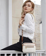 Women's Patterned Strap and Zippered Compartments Rectangular Bag