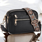 Women's Patterned Strap and Zippered Compartments Rectangular Bag