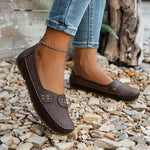 Women's Perforated Slip On Round Toe Flat Sole Shoes