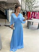Women’s Pleated Batwing Sleeve Maxi Wedding Guest Dress