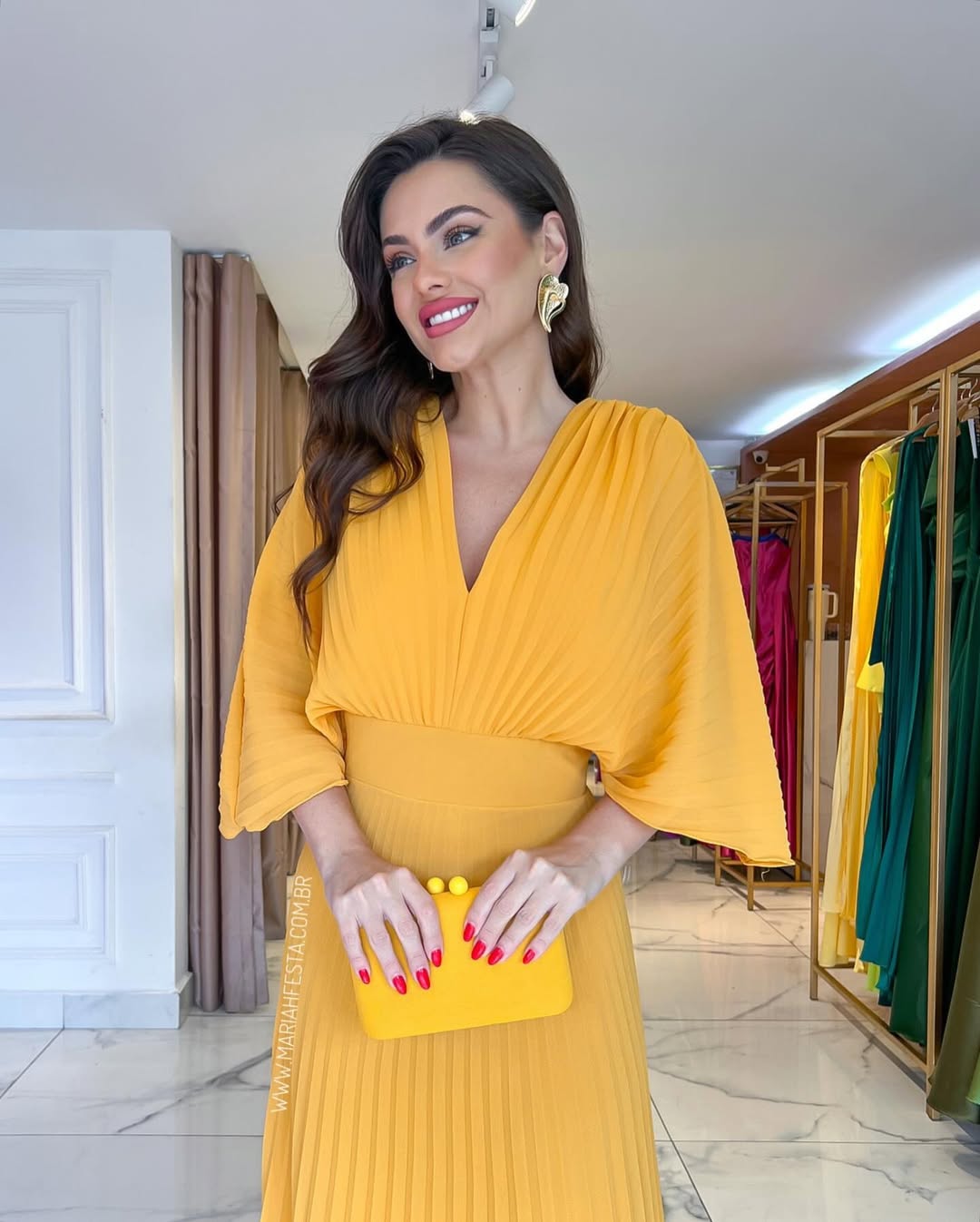 Women's Pleated Batwing Sleeve Maxi Wedding Guest Dress Marlow & Quinn Women's Pleated Batwing Sleeve Maxi Wedding Guest Dress Marlow & Quinn