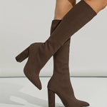 Women’s Pointed Knee High Block Heel Boots