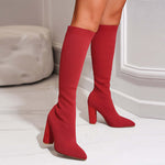 Women’s Pointed Knee High Block Heel Boots