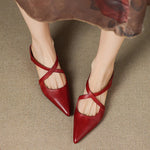Women's Pointed Toe Cross-Strap Mule Shoes