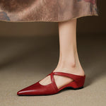 Women's Pointed Toe Cross-Strap Mule Shoes