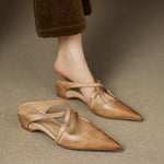 Women's Pointed Toe Cross-Strap Mule Shoes