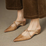 Women's Pointed Toe Cross-Strap Mule Shoes