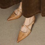 Women's Pointed Toe Cross-Strap Mule Shoes