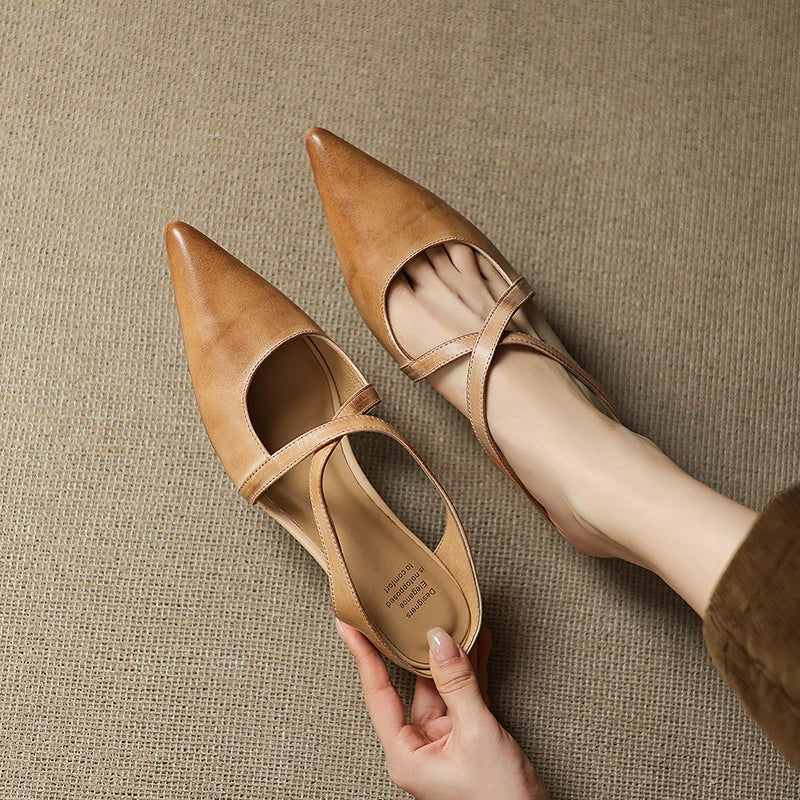 Women's Pointed Toe Cross-Strap Mule Shoes