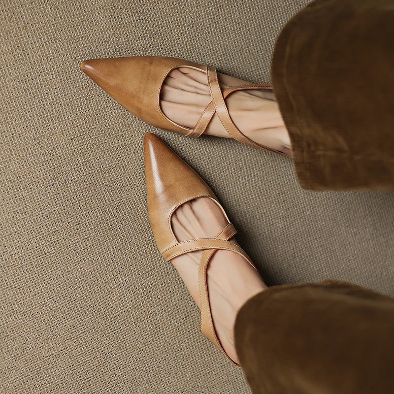 Women's Pointed Toe Cross-Strap Mule Shoes