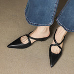 Women's Pointed Toe Cross-Strap Mule Shoes