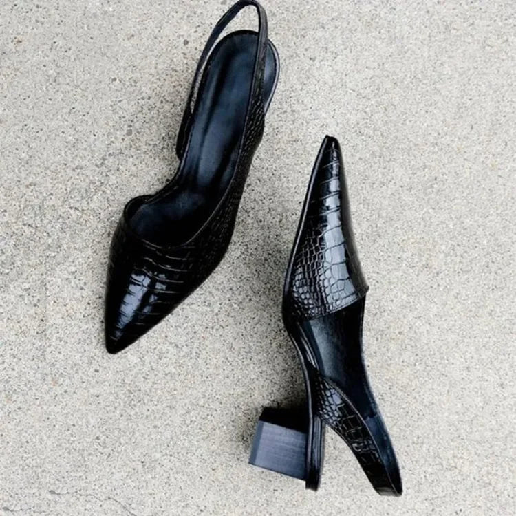 Women's Pointed Toe Slingback Block Heel Sandals