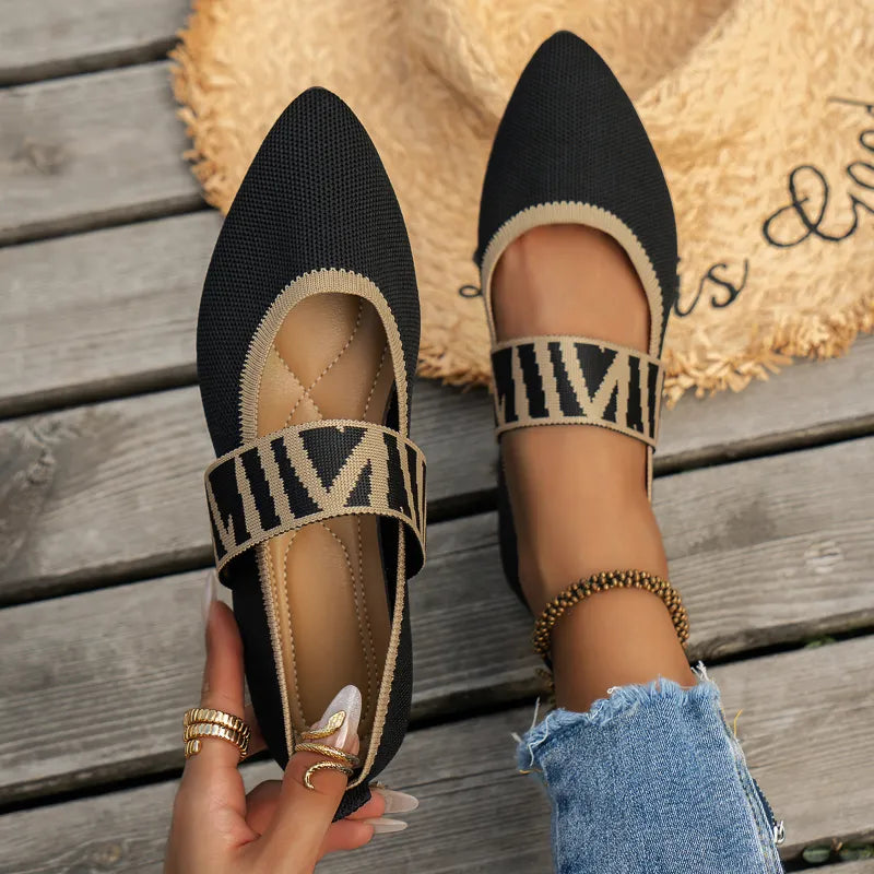 Women’s Pointed Toe Strap Flat Casual Slip On Shoes