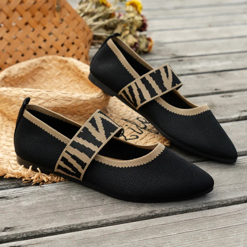 Women’s Pointed Toe Strap Flat Casual Slip On Shoes