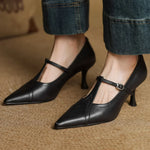 Women's Pointed Toe T-Strap Heels