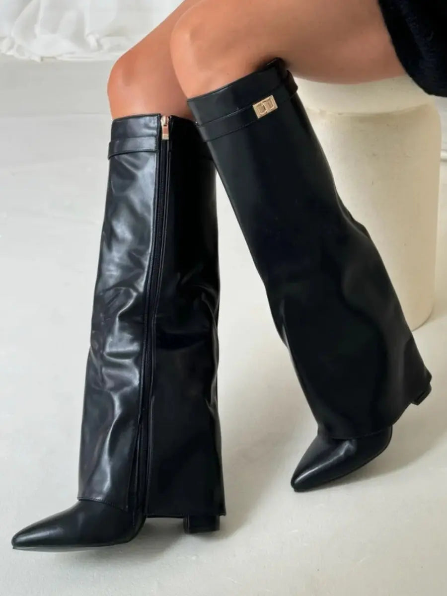 Women’s Pointed Wedge Knee High Boots