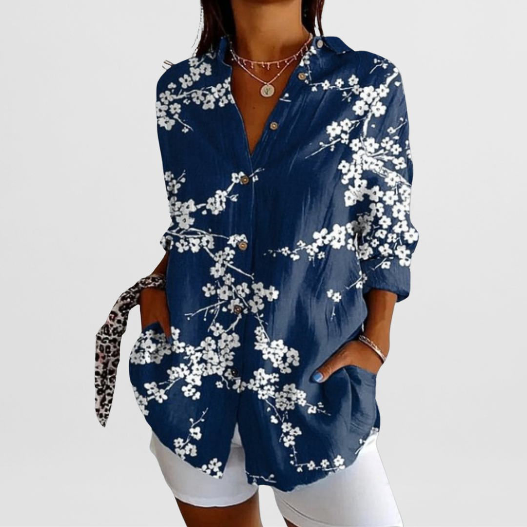Women's Printed Button-Down Blouse