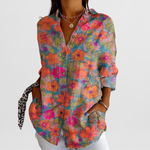 Women's Printed Button-Down Blouse